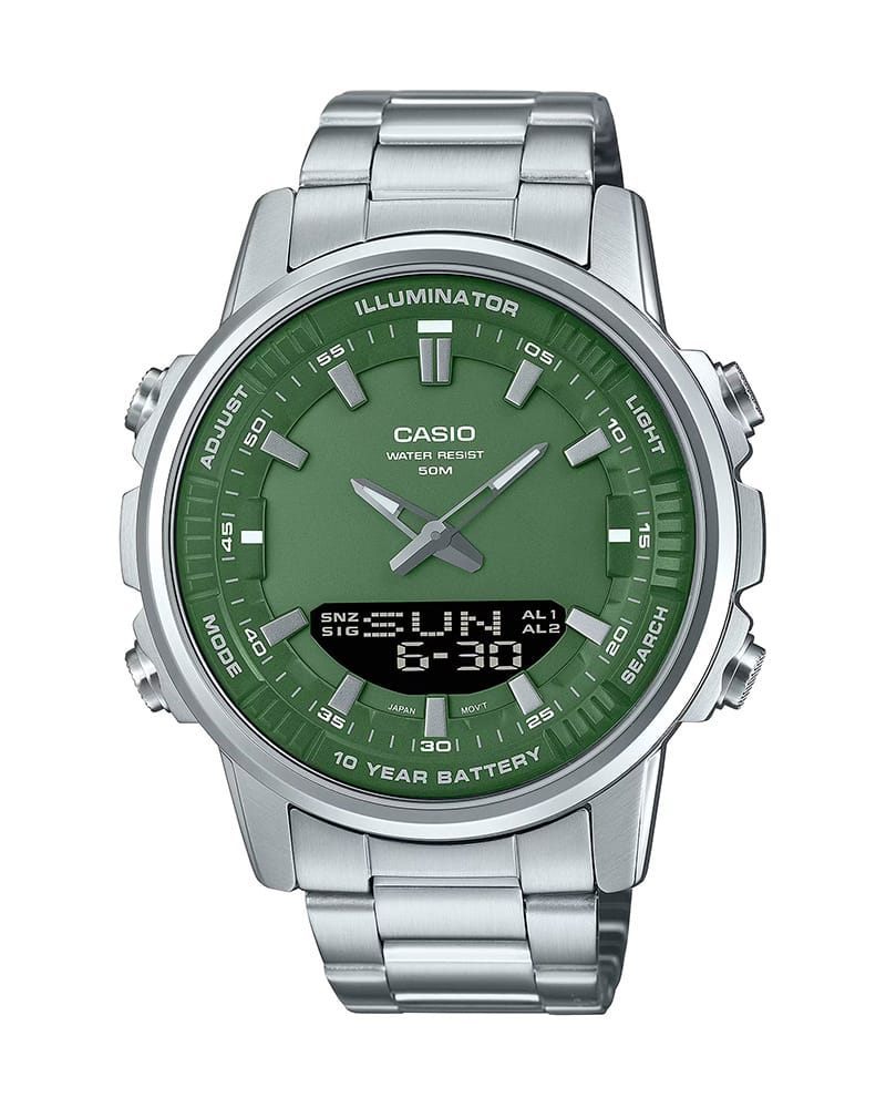 Casio Iconic Green Precision Stylish Digital & Analog Watch with Dual Time Display
