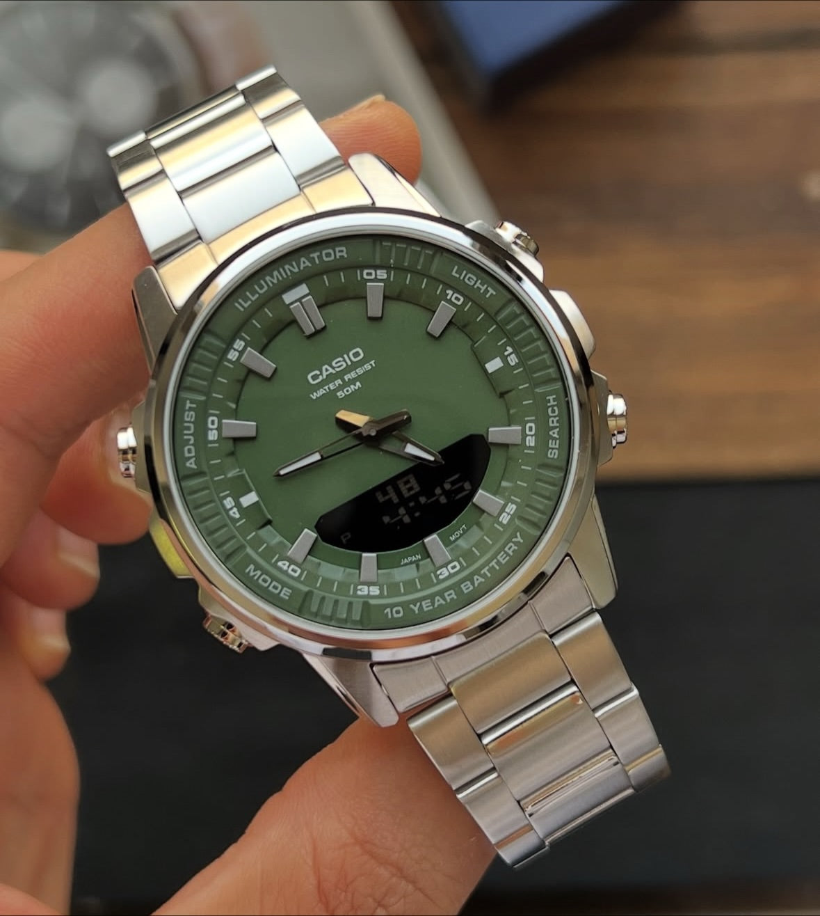 Casio Iconic Green Precision Stylish Digital & Analog Watch with Dual Time Display